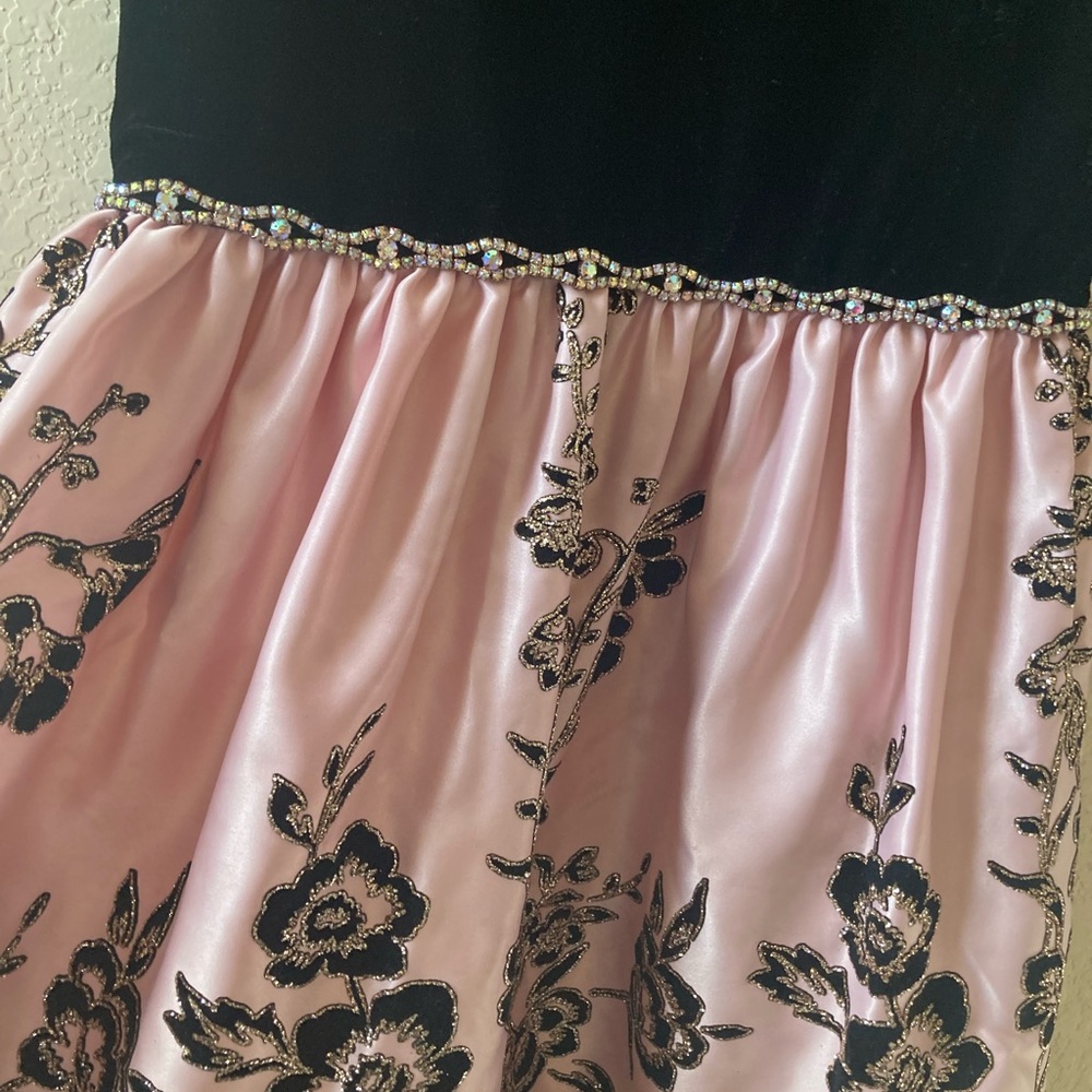 Rare Editions Girls Party Dress | Size 14 | Velvet & Satin | Rose Gold Glitter - Picture 3 of 17